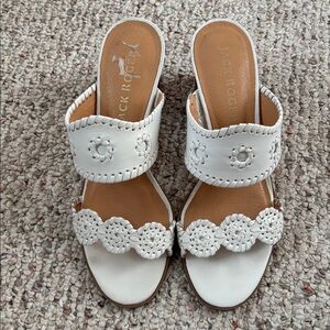 Jack Rogers Caroline Mid Heels White Sz 8.5